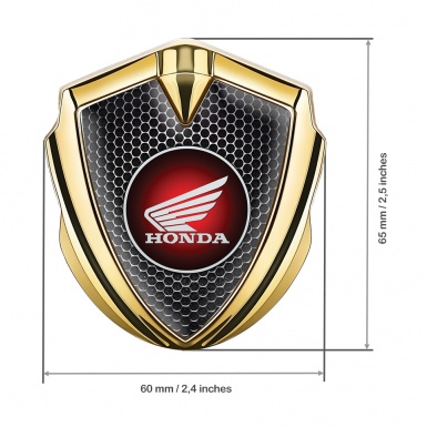 Honda Emblem Metal Badge Gold Dark Grate Crimson Logo Design