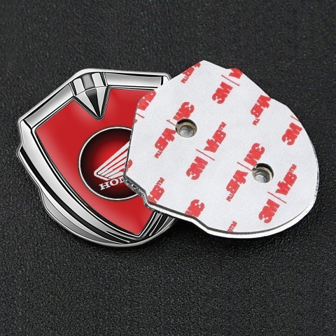 Honda Emblem Self Adhesive Silver Red Background Circle Edition