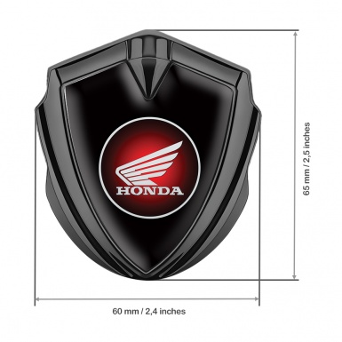 Honda Trunk Emblem Badge Graphite Black Base Crimson Circle Motif