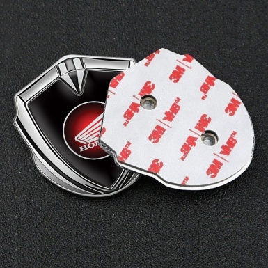 Honda Trunk Emblem Badge Silver Black Base Crimson Circle Motif