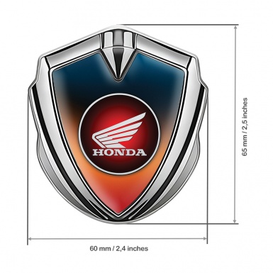Honda Bodyside Domed Emblem Silver Gradient Base Winged Edition
