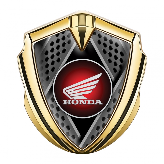 Honda 3D Car Metal Domed Emblem Gold Blades Effect Circle Design