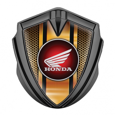 Honda Fender Emblem Metal Graphite Orange Stylish Motif Circle Logo