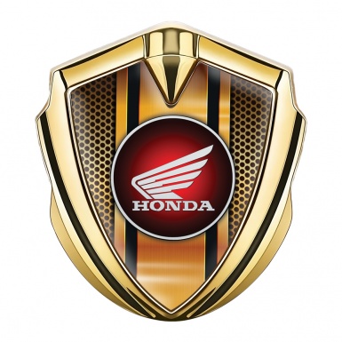 Honda Fender Emblem Metal Gold Orange Stylish Motif Circle Logo