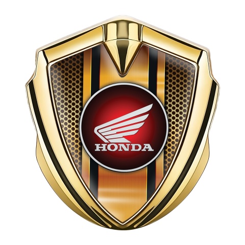 Honda Fender Emblem Metal Gold Orange Stylish Motif Circle Logo