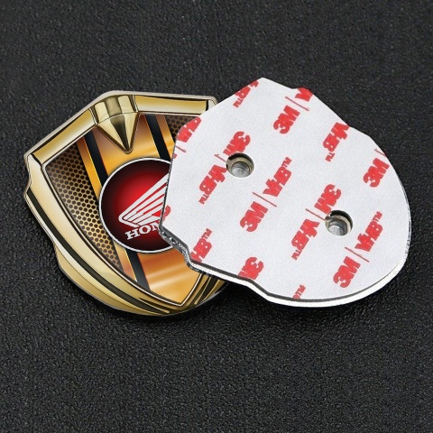 Honda Fender Emblem Metal Gold Orange Stylish Motif Circle Logo