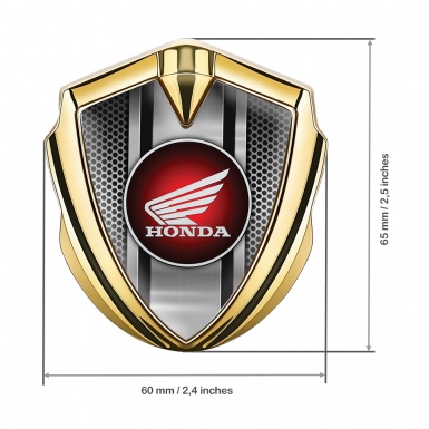 Honda Emblem Trunk Badge Gold Metallic Mesh Base Center Console