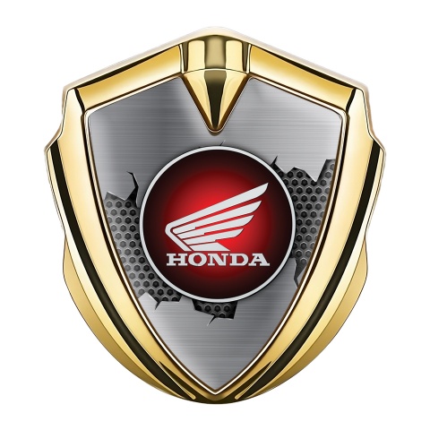 Honda Trunk Emblem Badge Gold Split Steel Plate Crimson Edition