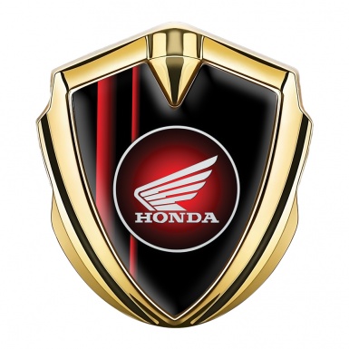 Honda Bodyside Emblem Self Adhesive Gold Black Background Red Stripes
