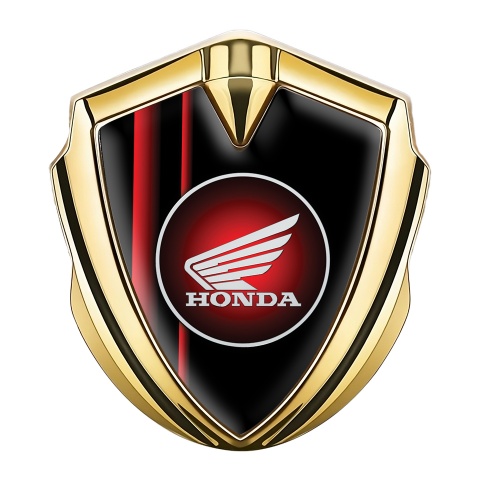 Honda Bodyside Emblem Self Adhesive Gold Black Background Red Stripes