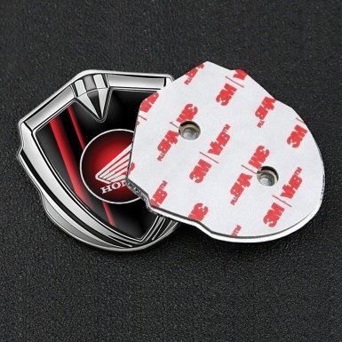 Honda Bodyside Emblem Self Adhesive Silver Black Background Red Stripes