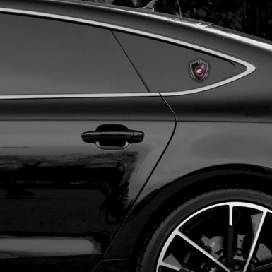 Honda Metal Emblem Self Adhesive Graphite Carbon Color Stripe Red Circle