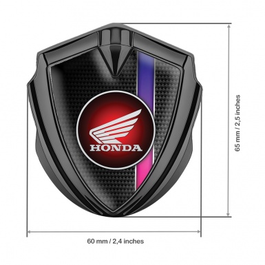 Honda Metal Emblem Self Adhesive Graphite Carbon Color Stripe Red Circle