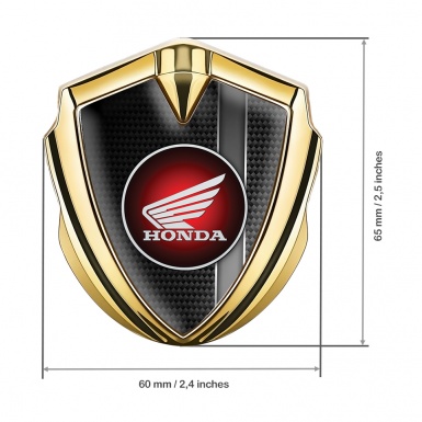 Honda 3D Car Metal Domed Emblem Gold Dark Carbon Gradient Stripe