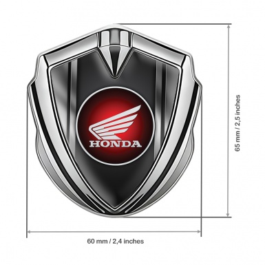 Honda Emblem Badge Self Adhesive Silver Charcoal Base Metallic Frame