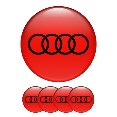Audi Domed Stickers Wheel Center Cap  Red Classic