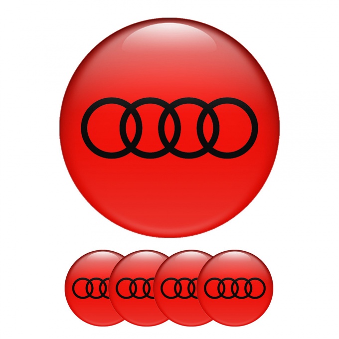 Audi Domed Stickers Wheel Center Cap Red Classic Wheel Emblems Stickers X Sticker