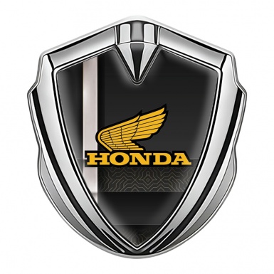 Honda Emblem Trunk Badge Silver Digital Motif Sport Stripe Design