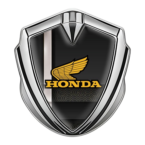 Honda Emblem Trunk Badge Silver Digital Motif Sport Stripe Design