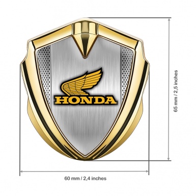 Honda Trunk Emblem Badge Gold Metallic Mesh Brushed Plate Design