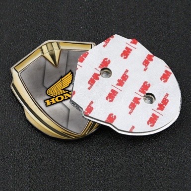 Honda Bodyside Domed Emblem Gold Rough Alloy Template Yellow Logo