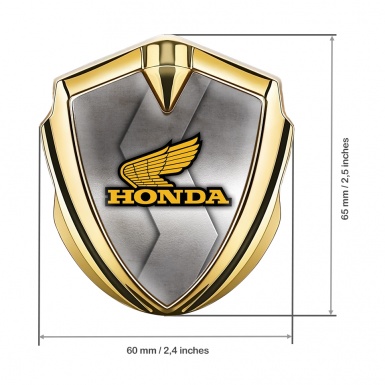 Honda Bodyside Domed Emblem Gold Rough Alloy Template Yellow Logo