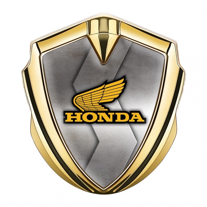 Honda Bodyside Domed Emblem Gold Rough Alloy Template Yellow Logo