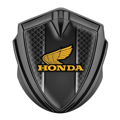 Honda Emblem Badge Self Adhesive Graphite Dark Mesh Motif Winged Logo