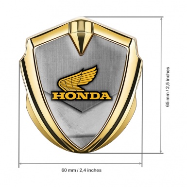 Honda Emblem Fender Badge Gold Grunge Theme Yellow Winged Logo