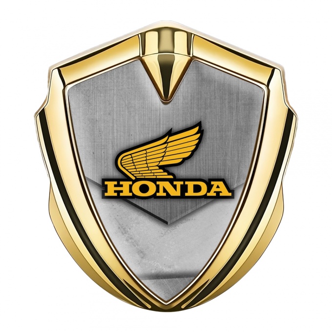Honda Emblem Fender Badge Gold Grunge Theme Yellow Winged Logo