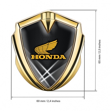 Honda Emblem Trunk Badge Gold Honeycomb Light Beams Classic Logo