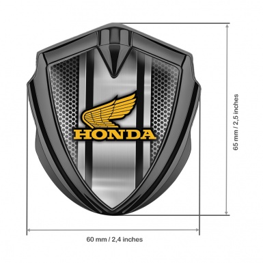 Honda Trunk Emblem Badge Graphite Metallic Mesh Console Yellow Logo