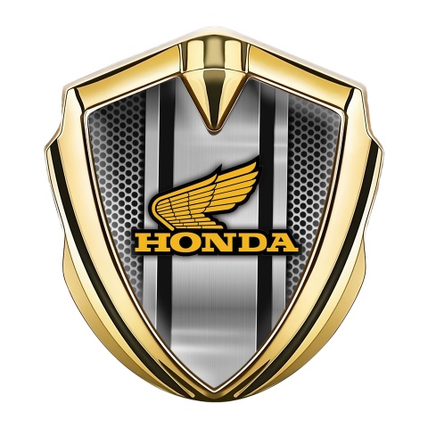 Honda Trunk Emblem Badge Gold Metallic Mesh Console Yellow Logo