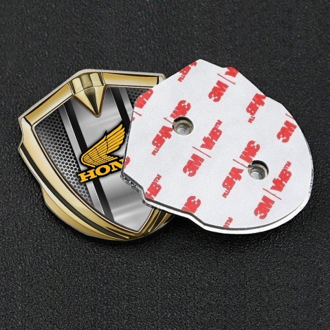 Honda Trunk Emblem Badge Gold Metallic Mesh Console Yellow Logo