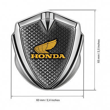 Honda Bodyside Domed Emblem Silver Metallic Grate Motif Classic Logo