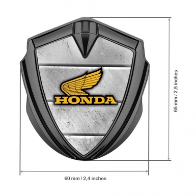 Honda Bodyside Emblem Self Adhesive Graphite Scratched Stone Yellow Logo