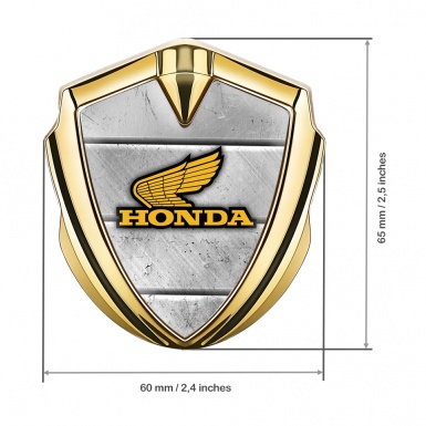 Honda Bodyside Emblem Self Adhesive Gold Scratched Stone Yellow Logo