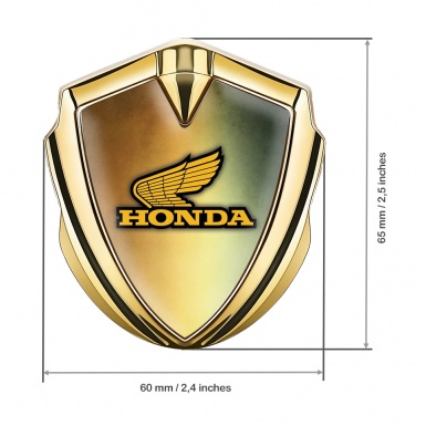 Honda Emblem Badge Self Adhesive Gold Rusty Moss Effect Yellow Logo