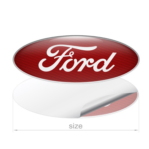 Ford Emblem Domed Sticker Classic Modern Red Carbon