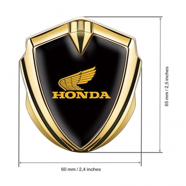 Honda Fender Emblem Metal Gold Black Noir Yellow Classic Logo