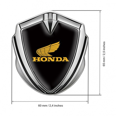 Honda Fender Emblem Metal Silver Black Noir Yellow Classic Logo