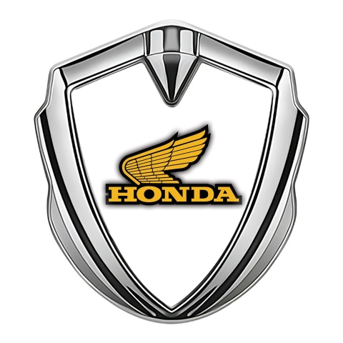 Honda Emblem Self Adhesive Silver White Pearl Yellow Logo Design