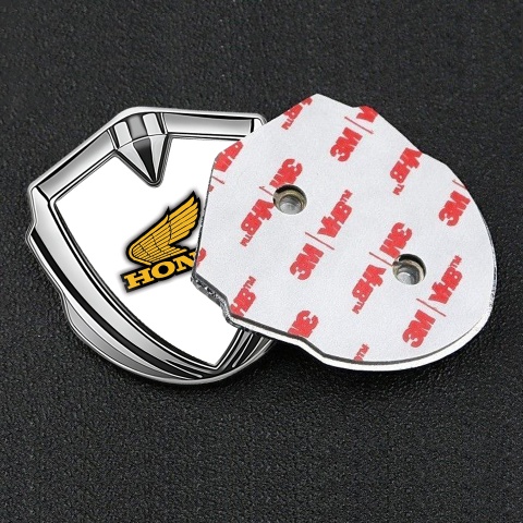 Honda Emblem Self Adhesive Silver White Pearl Yellow Logo Design