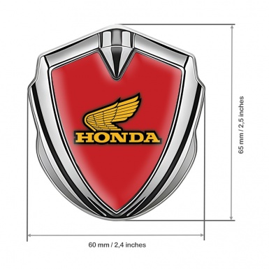 Honda Bodyside Emblem Badge Silver Crimson Theme Yellow Logo