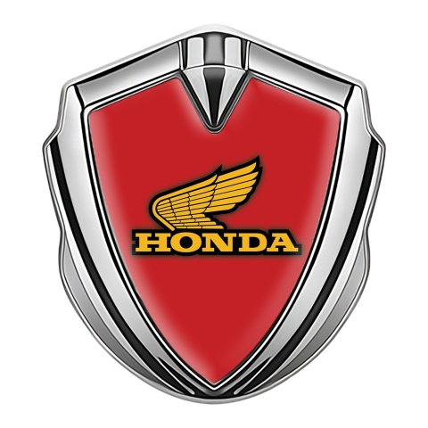 Honda Bodyside Emblem Badge Silver Crimson Theme Yellow Logo