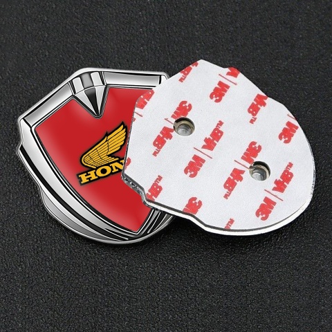 Honda Bodyside Emblem Badge Silver Crimson Theme Yellow Logo