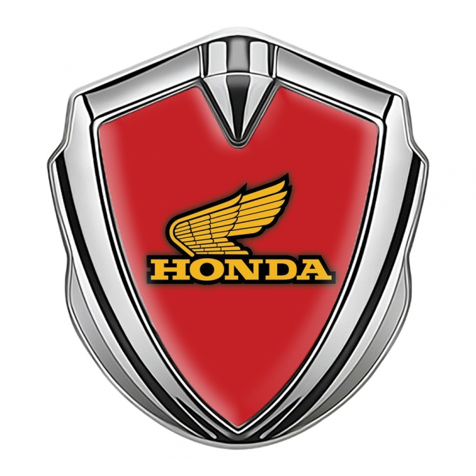 Honda Bodyside Emblem Badge Silver Crimson Theme Yellow Logo