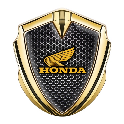 Honda Bodyside Emblem Self Adhesive Gold Steel Grate Orange Logo