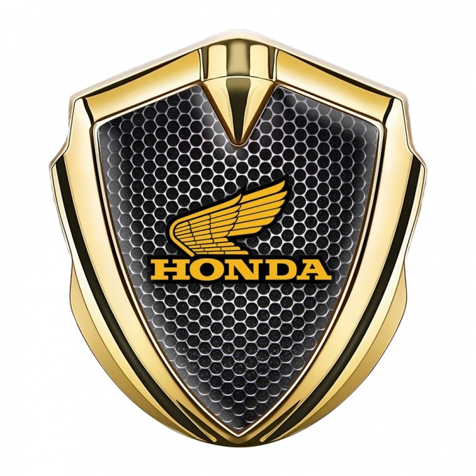 Honda Bodyside Emblem Self Adhesive Gold Steel Grate Orange Logo