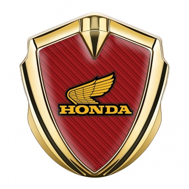 Honda Bodyside Emblem Self Adhesive Gold Red Carbon Winged Edition